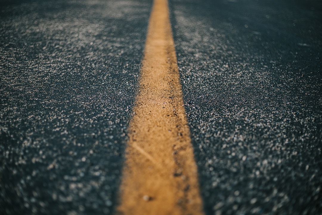 Asphalt road with single line